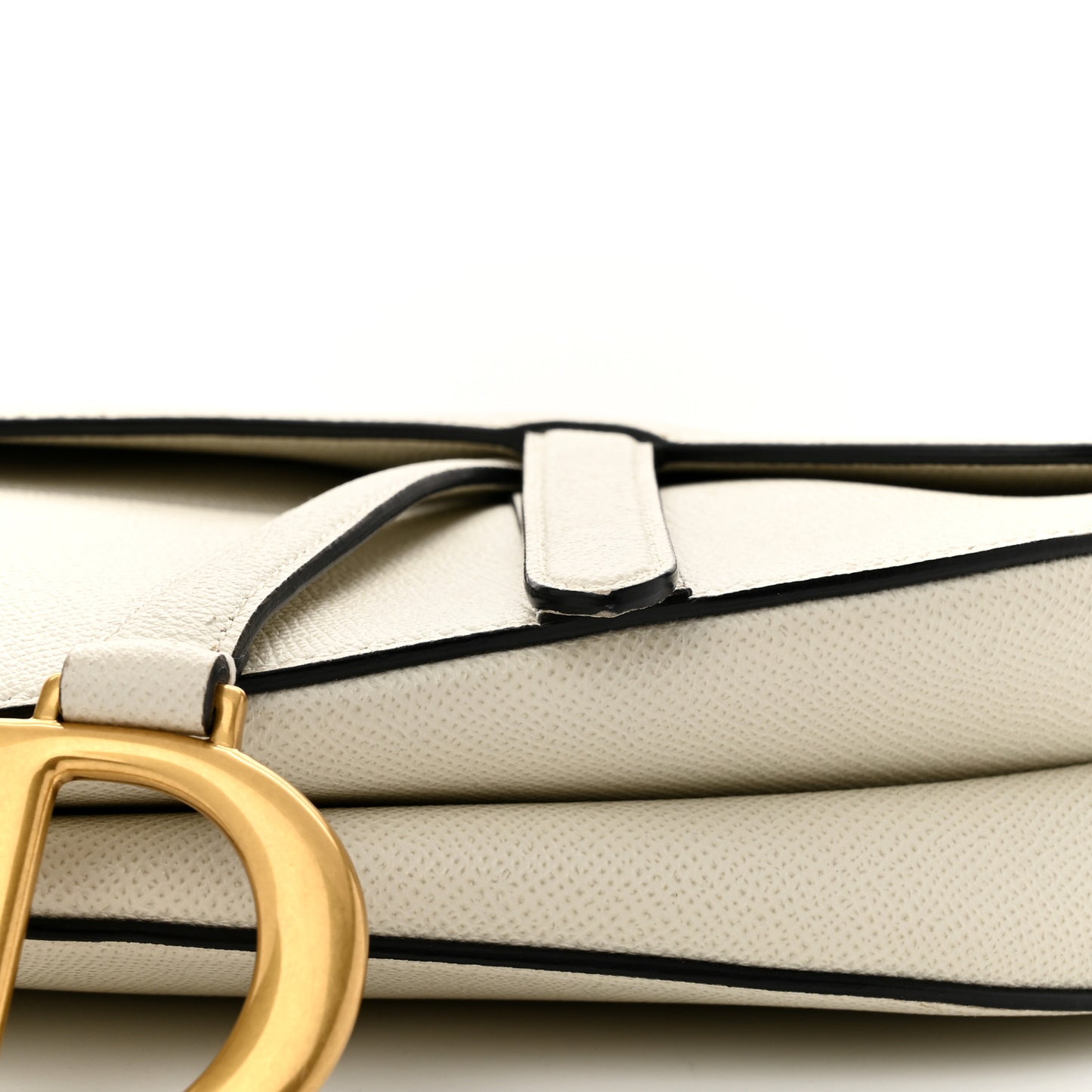 Grained Calfskin Saddle Bag White