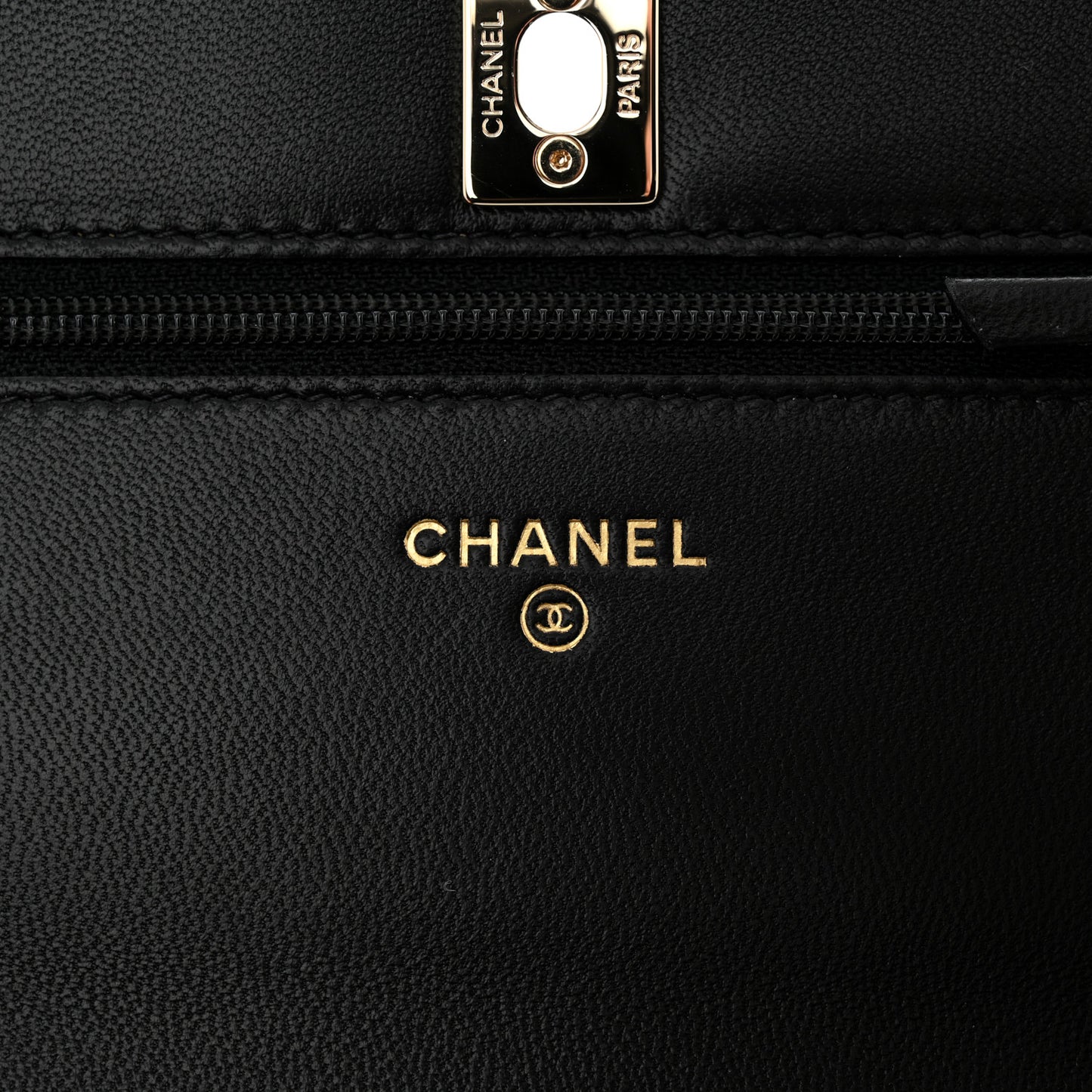 Lambskin Enamel Quilted Pearl Crush Wallet On Chain WOC Black