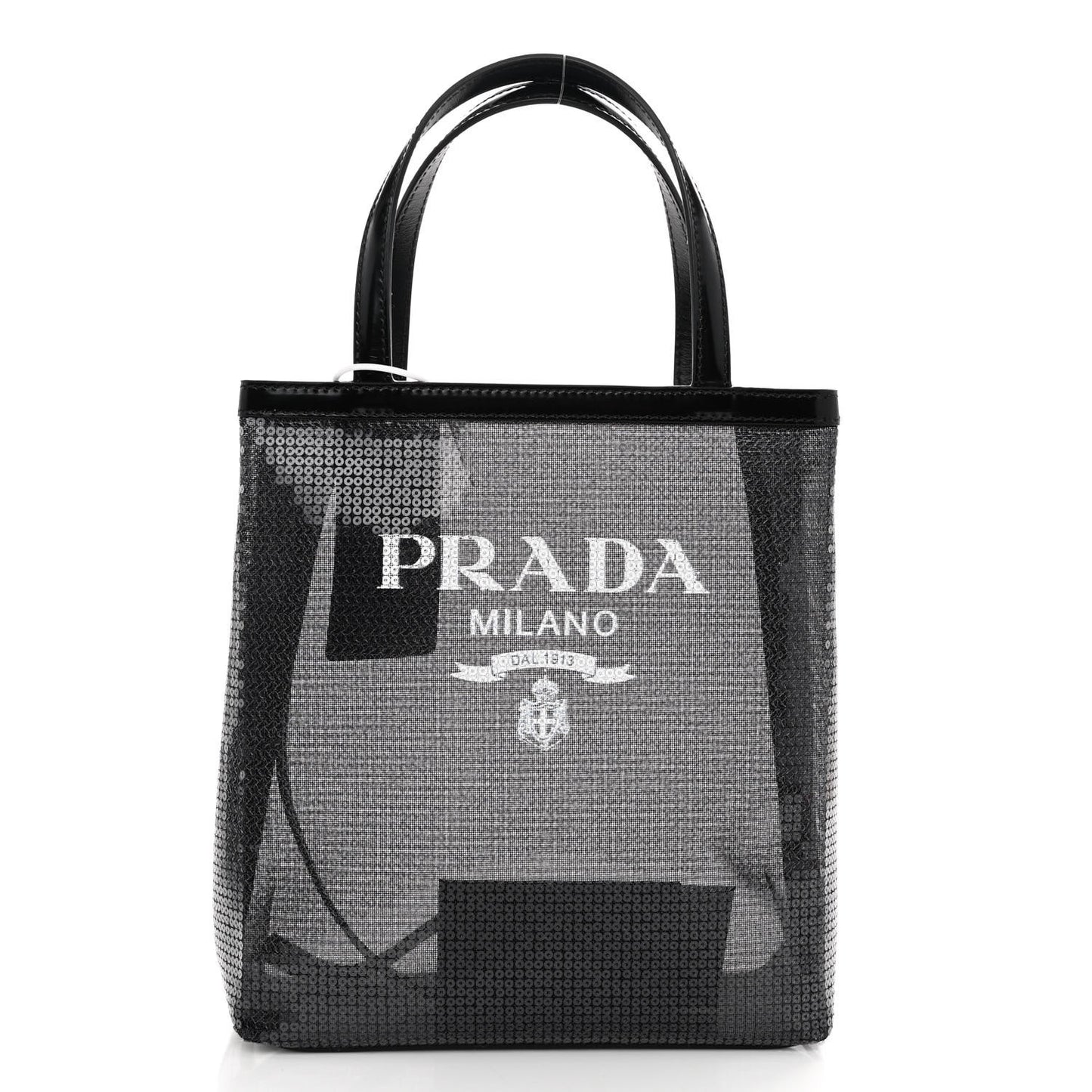Sequin Mesh Small Tote Bag Black
