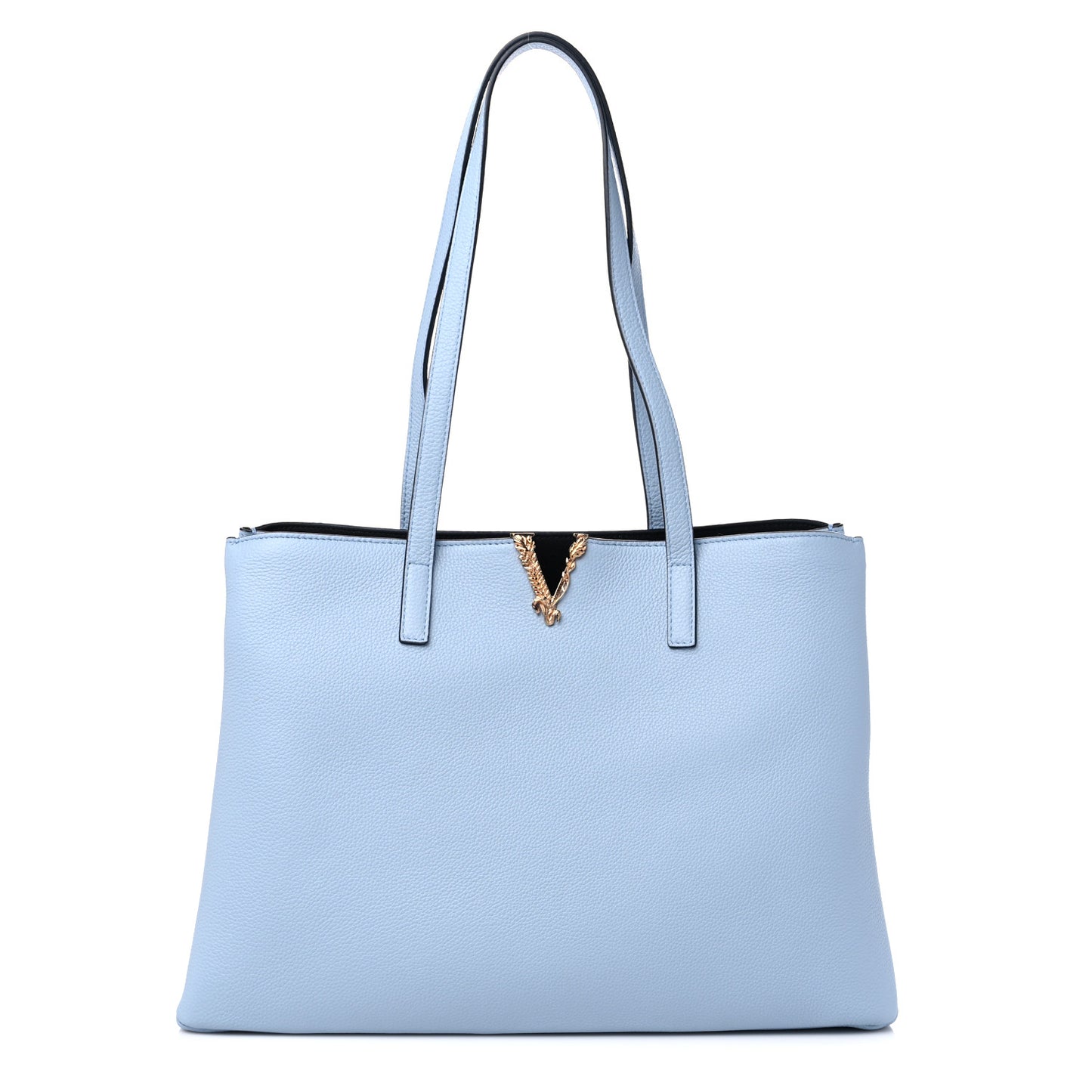 Grained Calfskin Virtus V Tote Light Blue