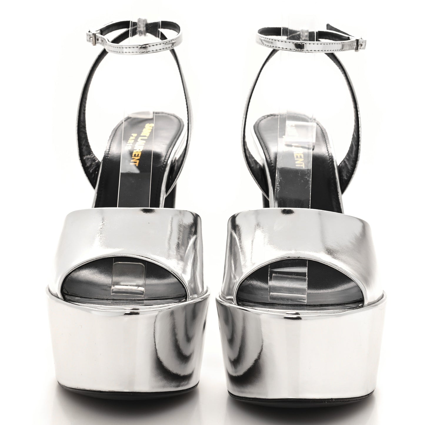 Metallic Patent Jodie 95 Platform Sandals 39 Silver