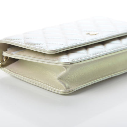 Chanel Iridescent Lambskin Quilted Wallet On Chain WOC Ivory 6 of 12