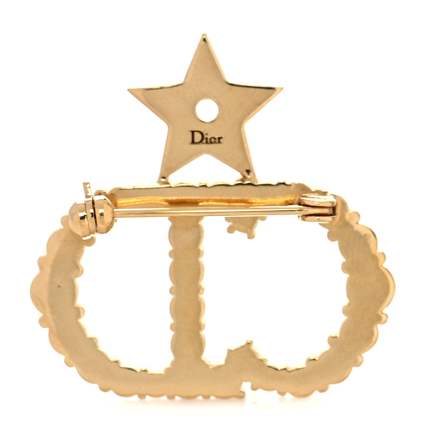 Crystal CD Logo Brooch Gold