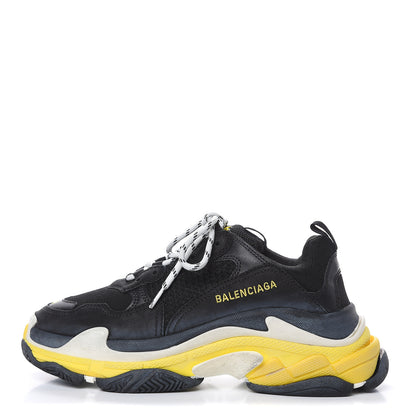 Balenciaga Fabric Mesh Womens Triple S Sneakers 40 Black Yellow 1 of 9
