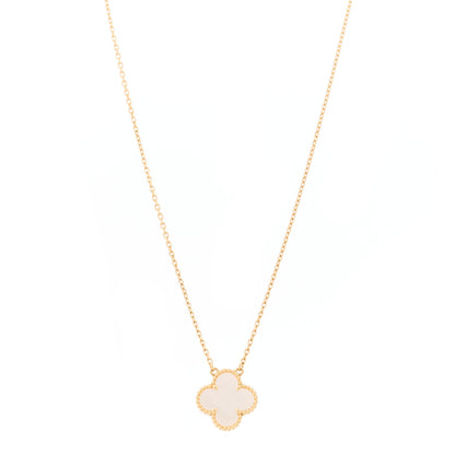 Van Cleef & Arpels 18K Yellow Gold Mother of Pearl Vintage Alhambra Pendant Necklace 1 of 5