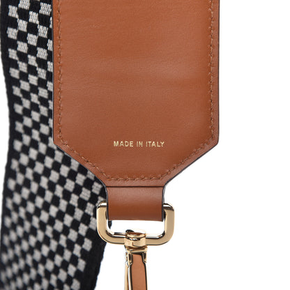 Fendi Ribbon Vitello King Logo Embossed Gingham Woven Adjustable Strap You Panna Black Cuoio 5 of 5