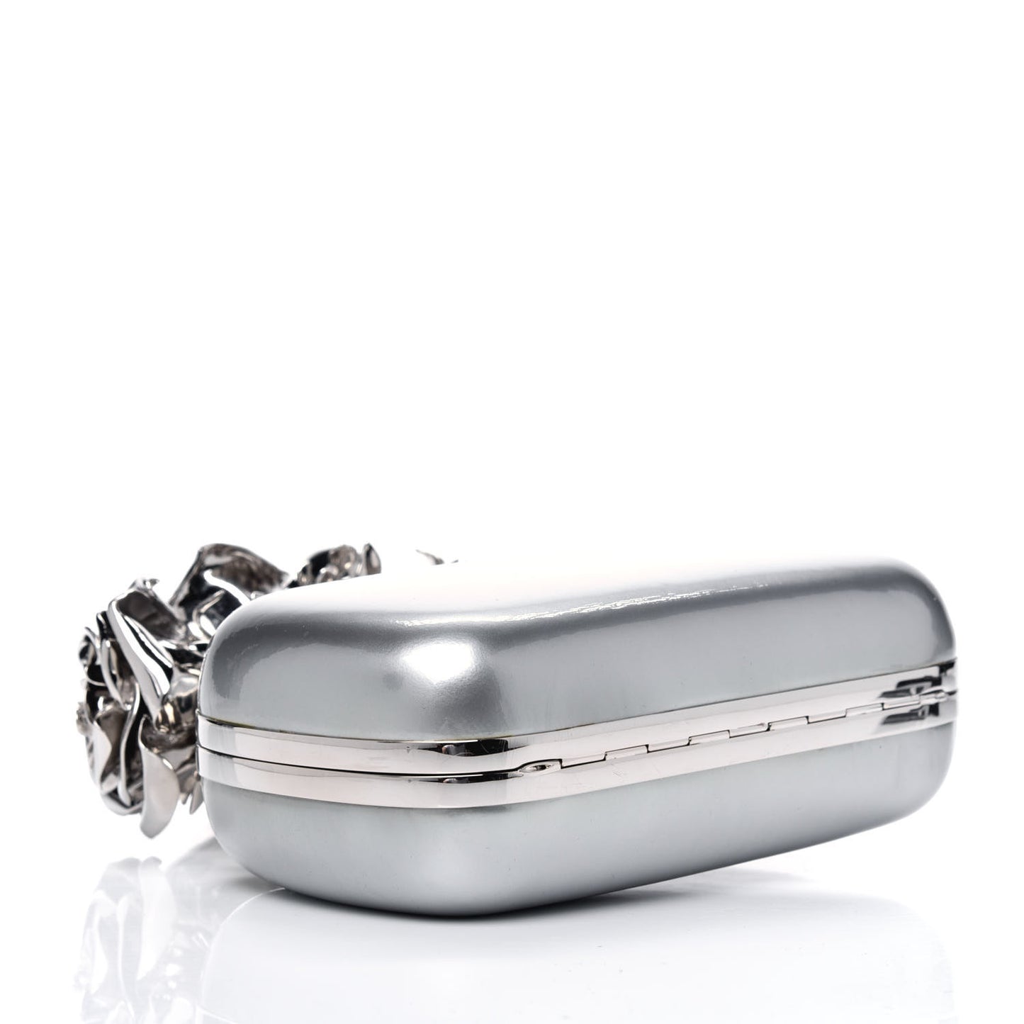 Patent Rose Knuckle Duster Box Clutch Gray