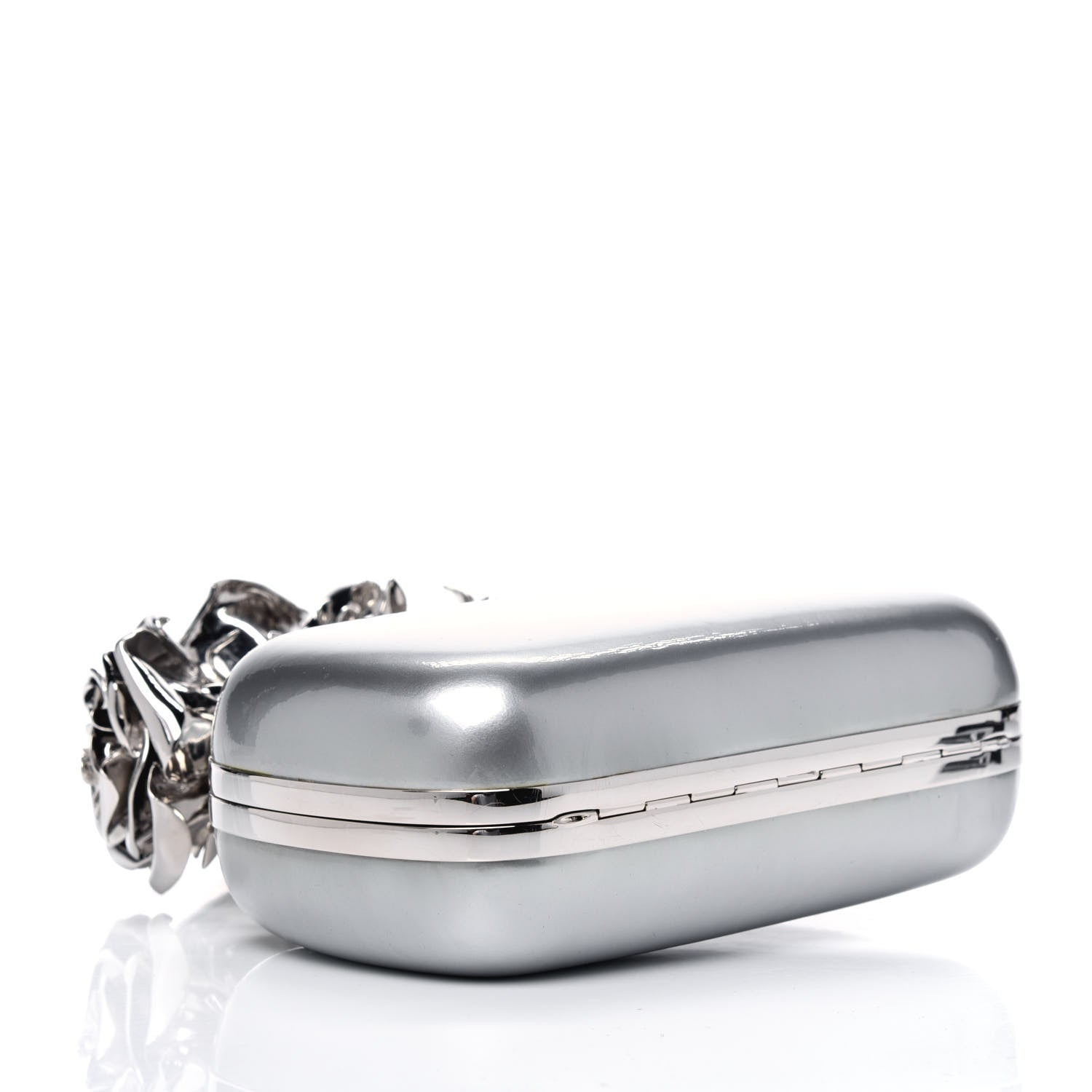 Alexander McQueen Patent Rose Knuckle Duster Box Clutch Gray 3 of 5