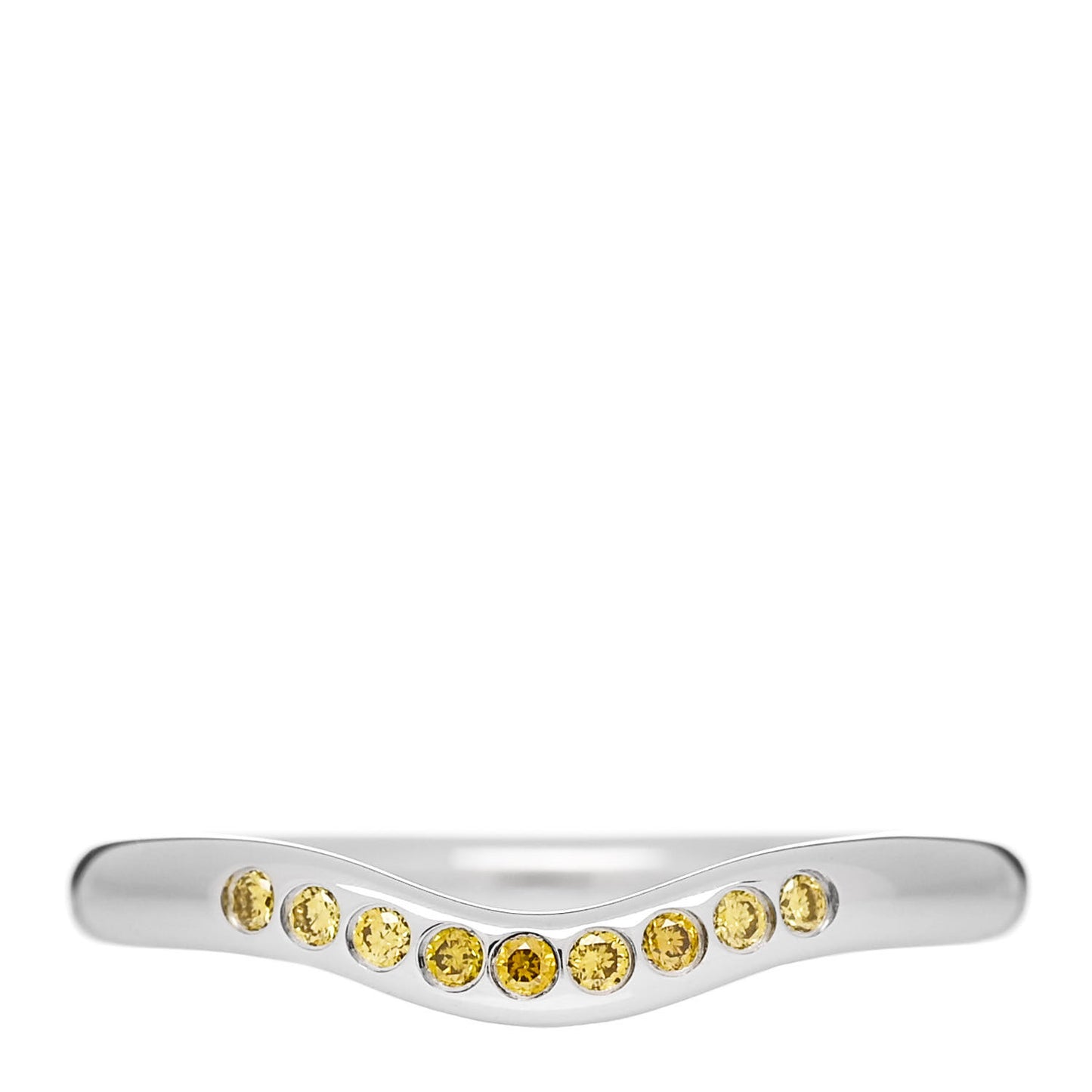 Platinum Yellow Diamond Elsa Peretti Wedding Band Ring 51 5.75