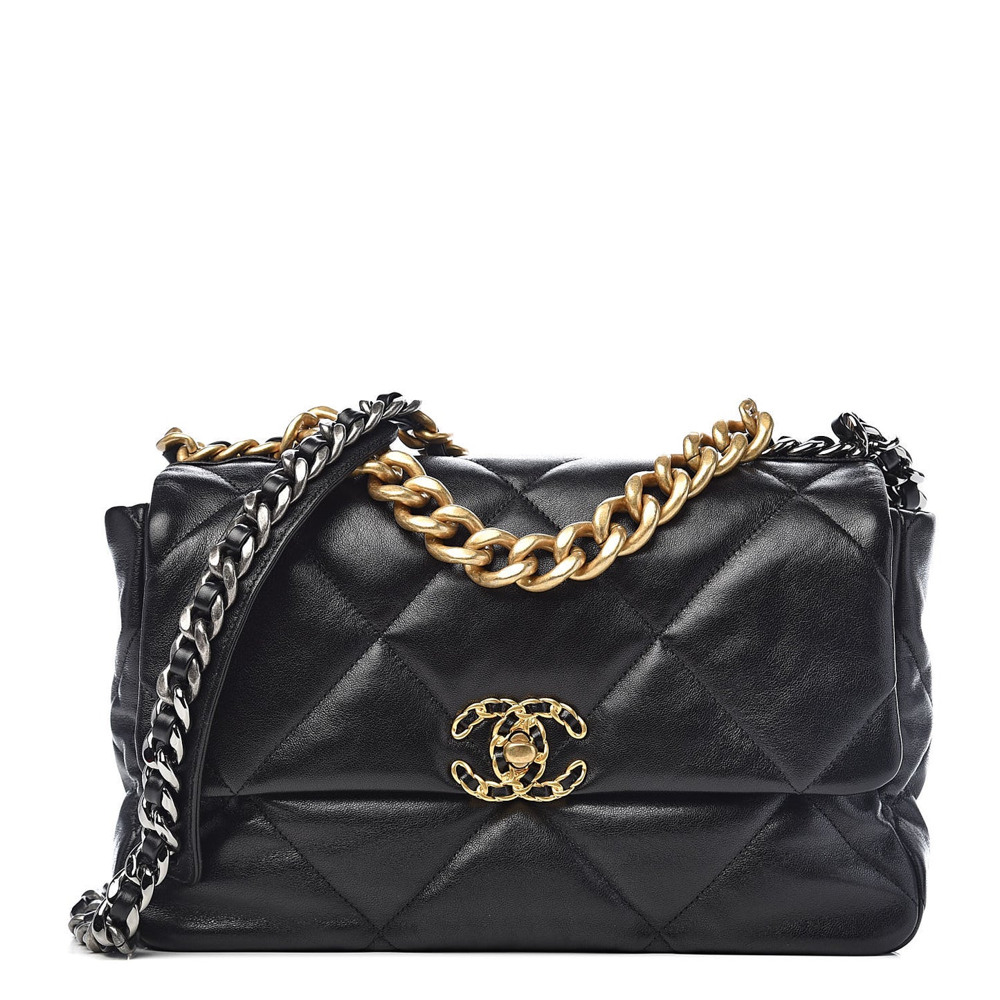Lambskin Quilted Large 19 Flap Black