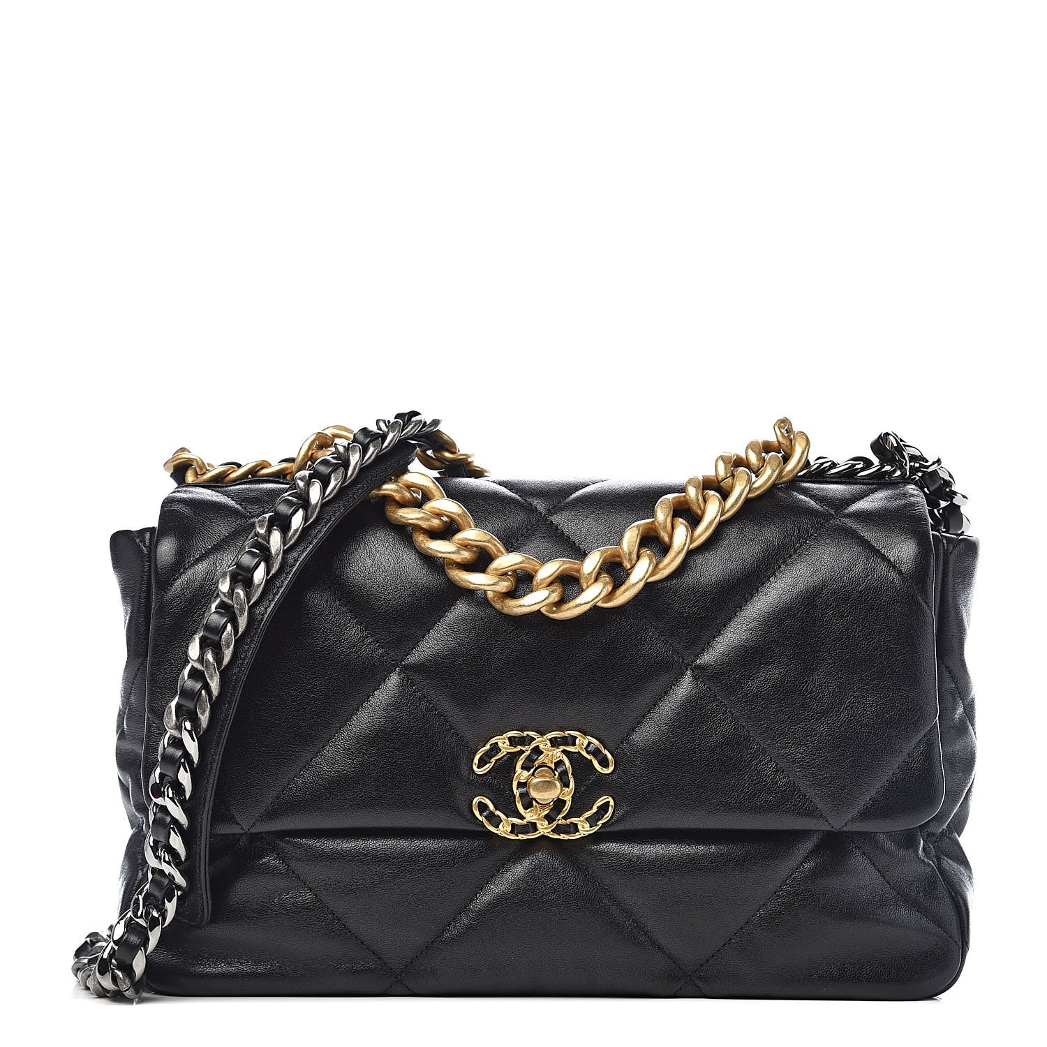 Chanel Lambskin Quilted Large 19 Flap Black 1 of 11