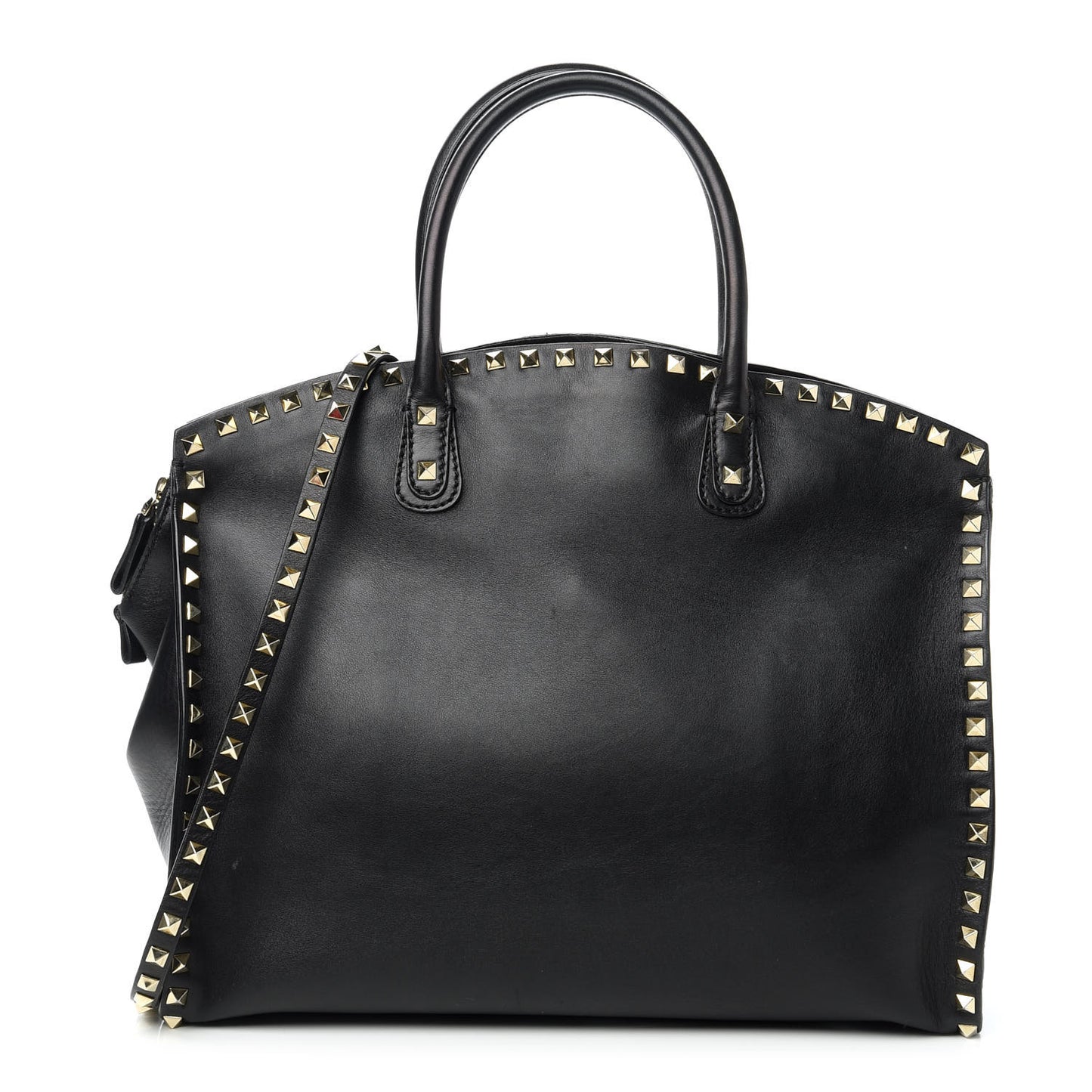 Vitello Rockstud Dome Shopper Black