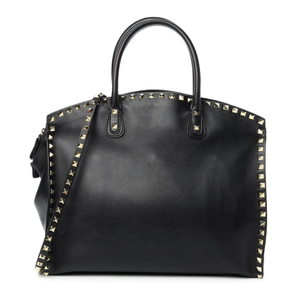 Valentino Garavani Vitello Rockstud Dome Shopper Black 1 of 10