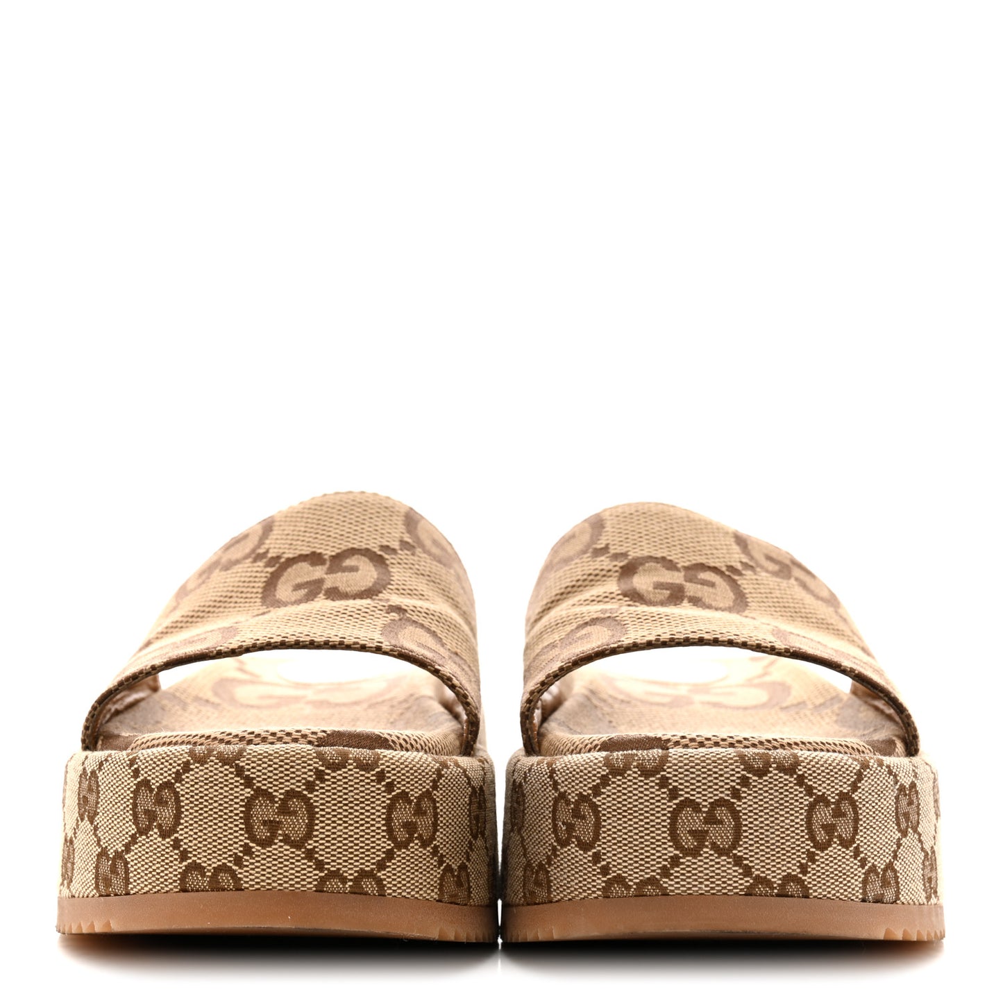 Monogram Maxi GG Angelina Platform 55mm Slide Sandals 38 Camel Ebony