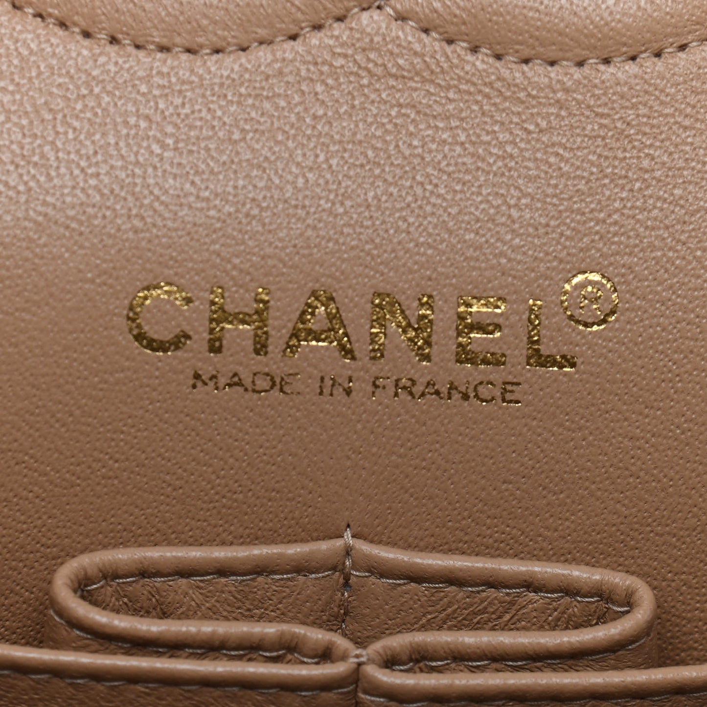 Lambskin Quilted Medium Double Flap Beige