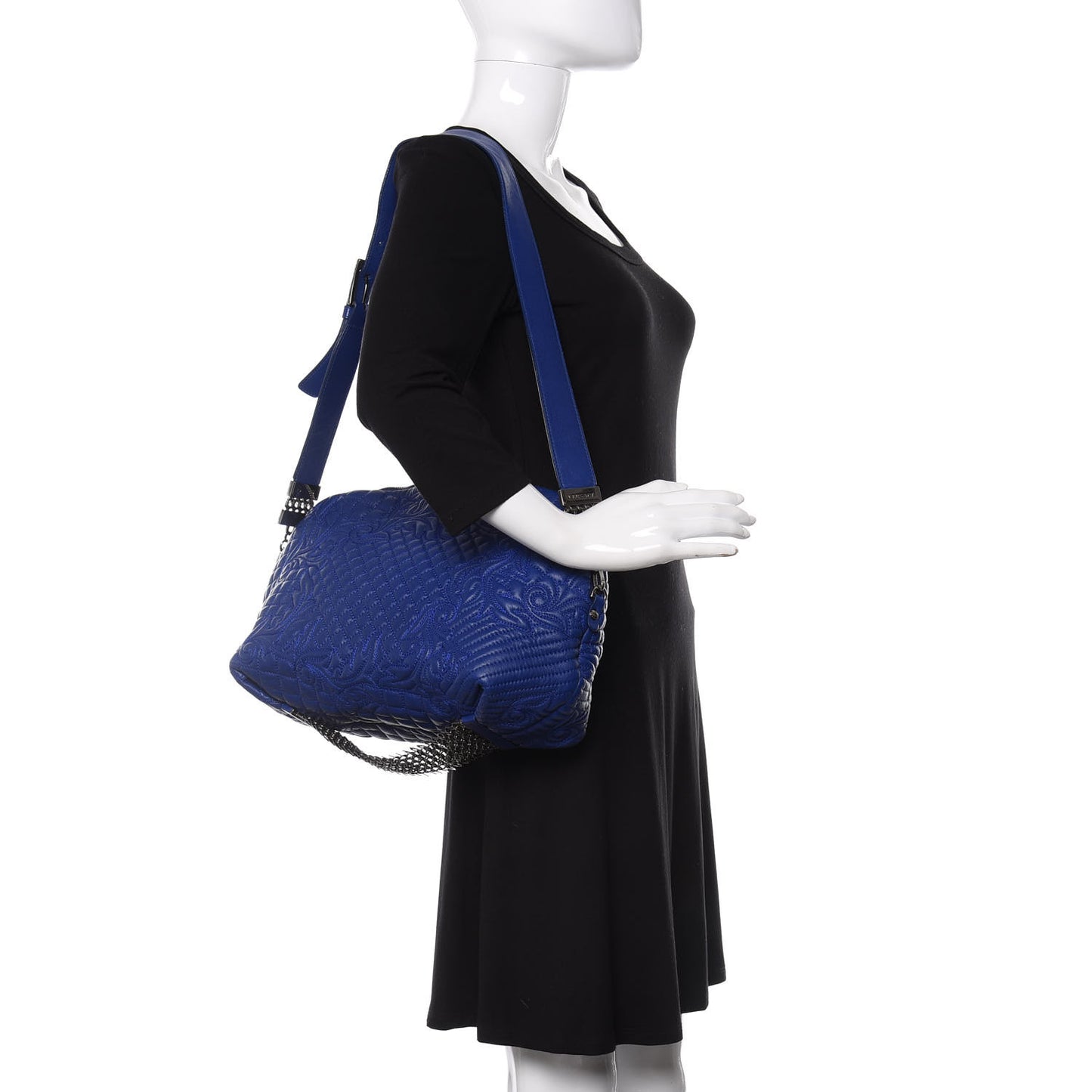 Nappa Barocco Quilted Shoulder Bag Blue