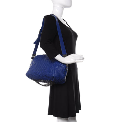 Versace Nappa Barocco Quilted Shoulder Bag Blue 2 of 9