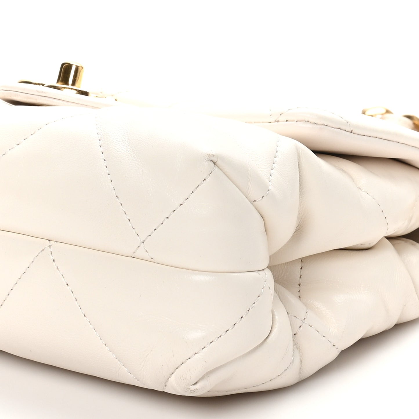 Lambskin Quilted Small Chain Top Handle Flap White