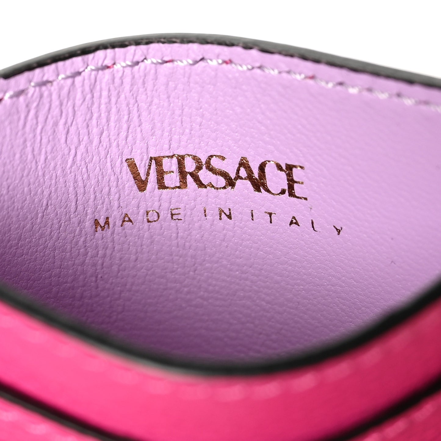 Calfskin Medusa Card Holder Pink