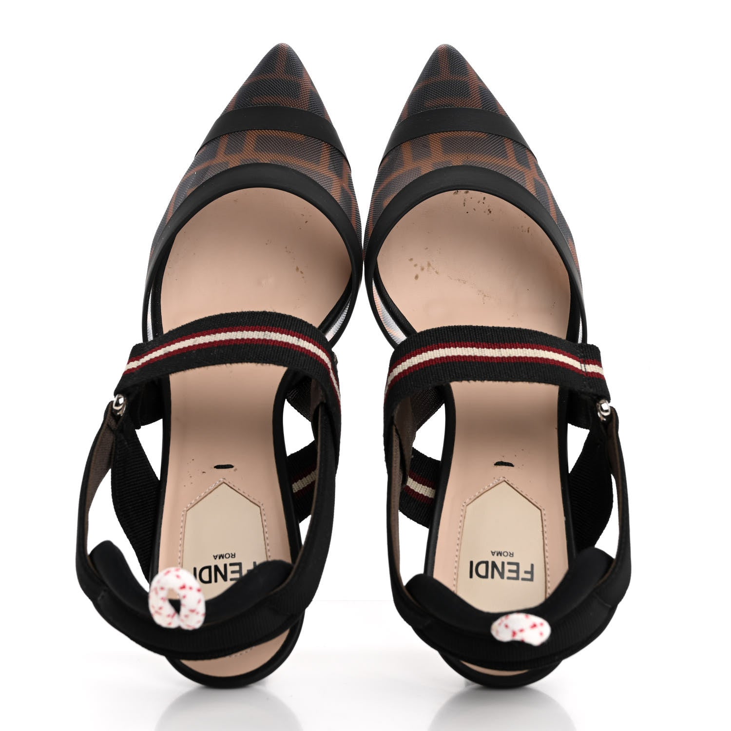 Fendi Technical Mesh FF Colibri 55mm Slingback Pumps 36 Tobacco Moro 2 of 15