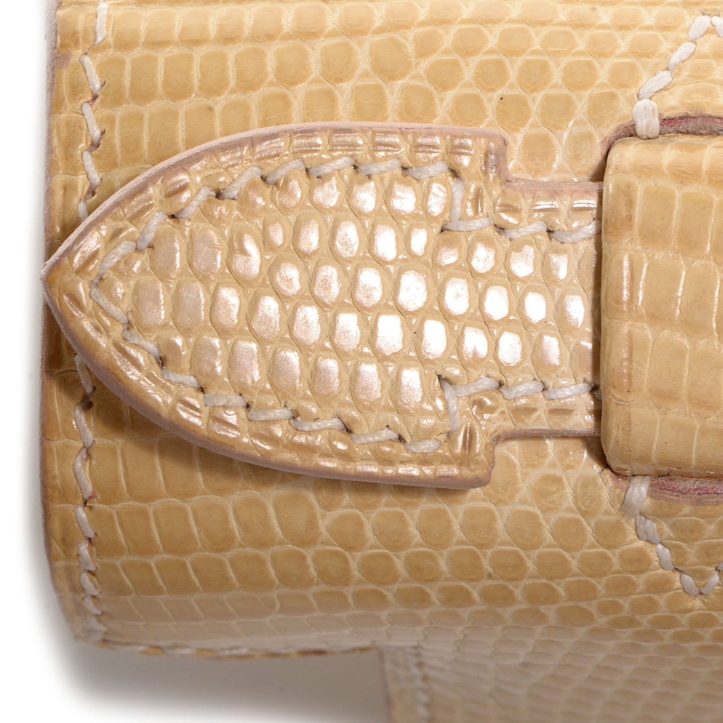 Lizard Kelly Pochette Clutch Beige