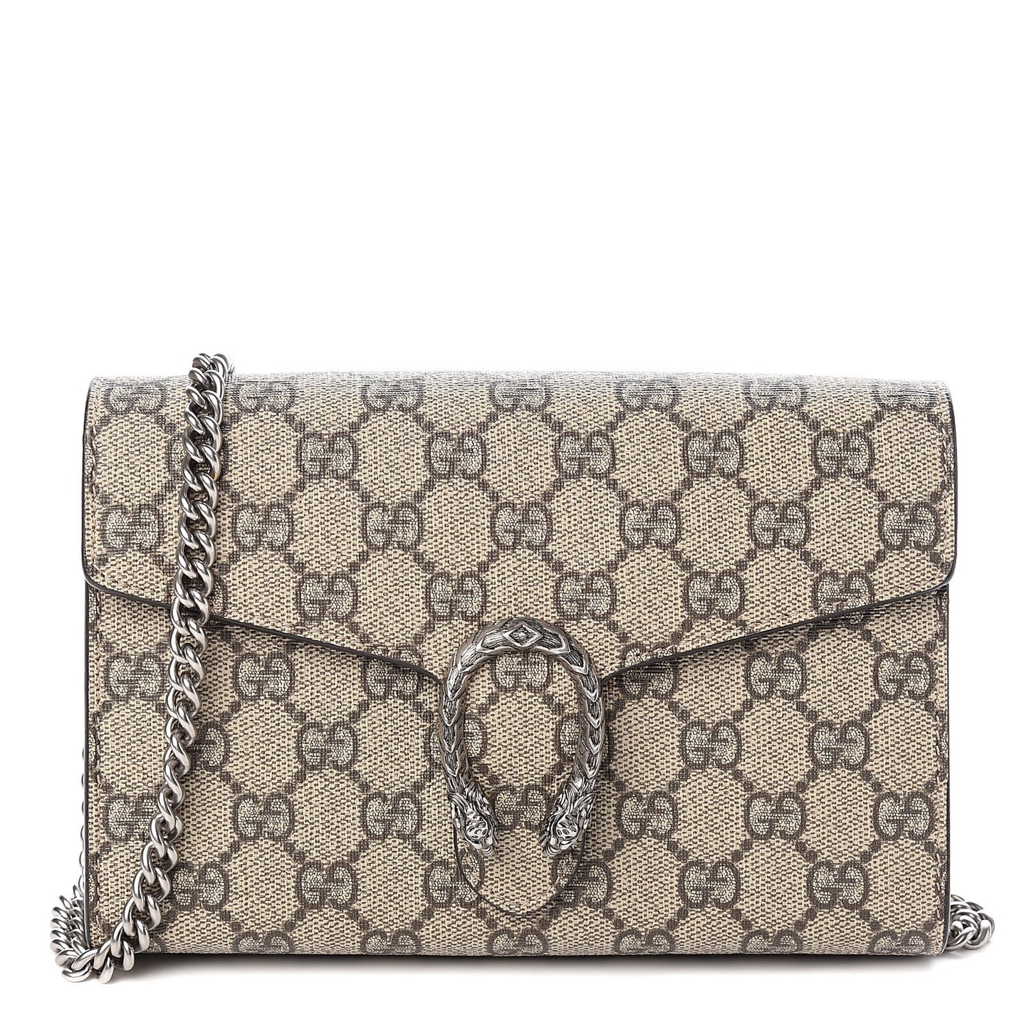 GG Supreme Monogram Mini Dionysus Chain Wallet Beige Taupe