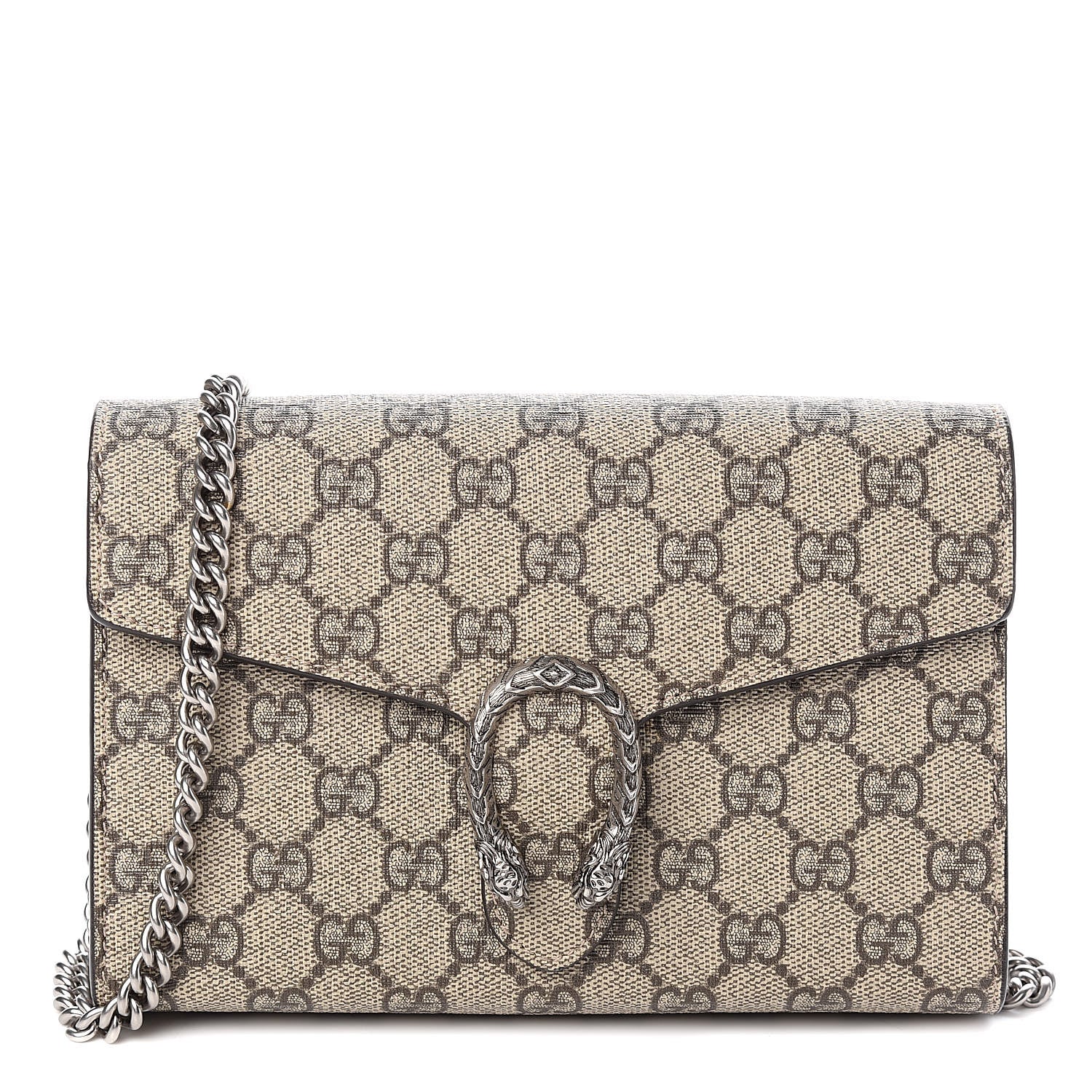 Gucci GG Supreme Monogram Mini Dionysus Chain Wallet Beige Taupe 1 of 10