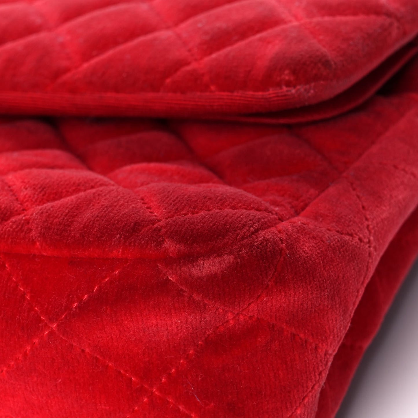 Velvet Quilted Medium Double Flap Red