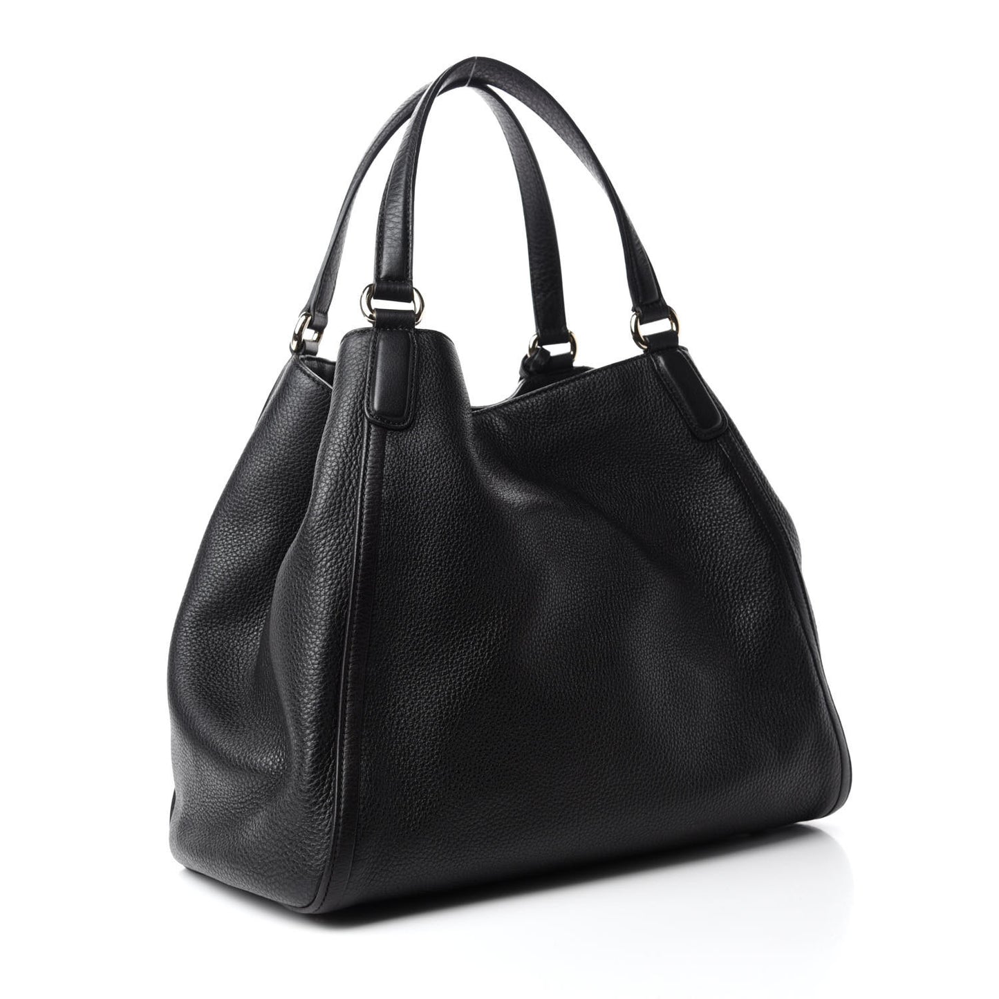 Pebbled Calfskin Medium Soho Shoulder Bag Black