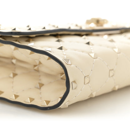 Valentino Garavani Lambskin Rockstud Spike Wallet on Chain Light Ivory 8 of 10