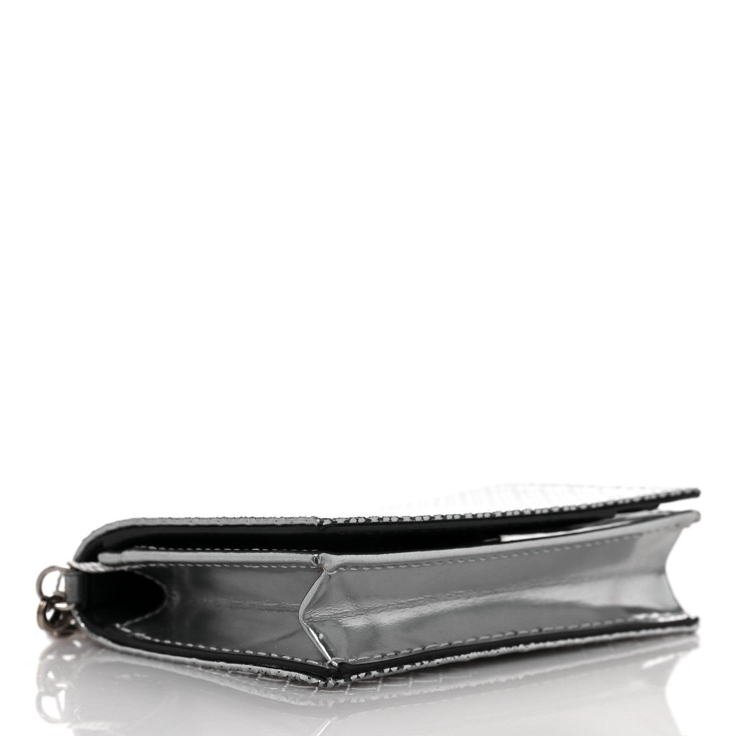 Christian Dior Metallic Patent Micro-Cannage Lady Dior Card Holder Silver 4 of 9