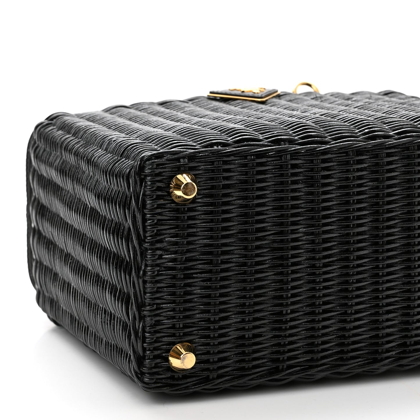 Wicker Canvas Shoulder Bag Black