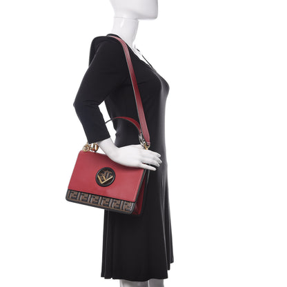 Fendi Vitello Century F is Fendi Bi-Color FF 1974 Embossed Kan I Shoulder Bag Fragola Maya Black 2 of 10