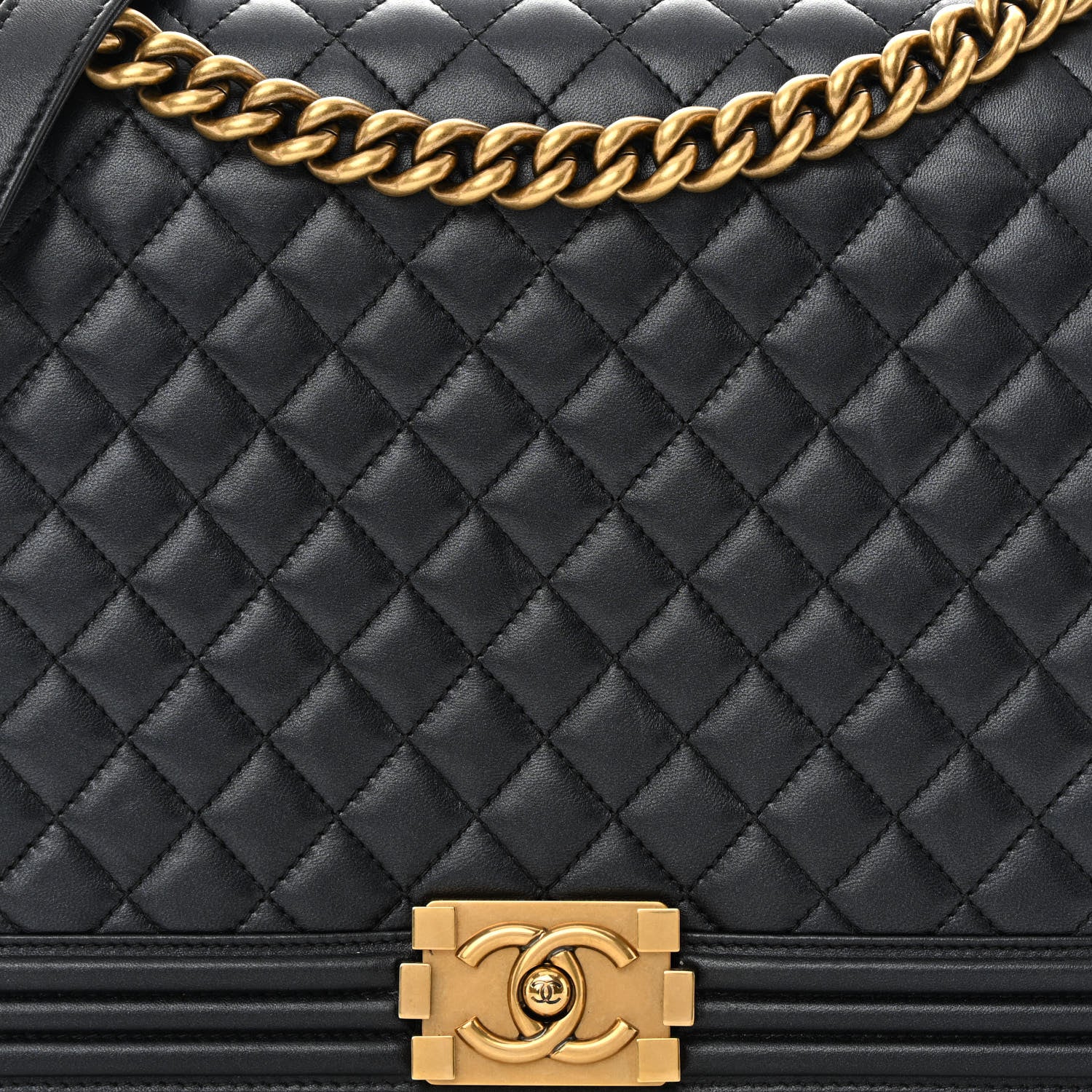 Chanel Metallic Lambskin Quilted Large Boy Flap Black 8 of 14