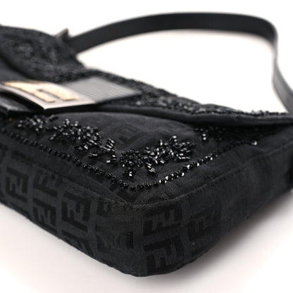 Fendi Zucchino Lizard Beaded Baguette Black 8 of 10