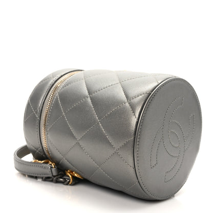 Chanel Metallic Lambskin Quilted Side Note Vanity Grey 4 of 10
