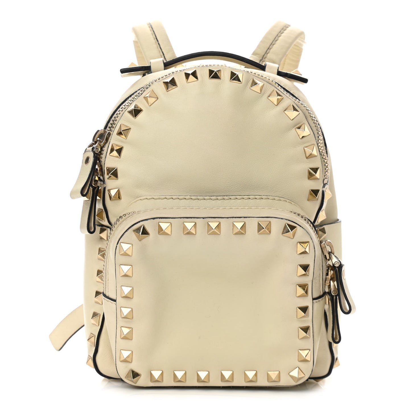 Pebbled Calfskin Mini Rockstud Backpack Ivory
