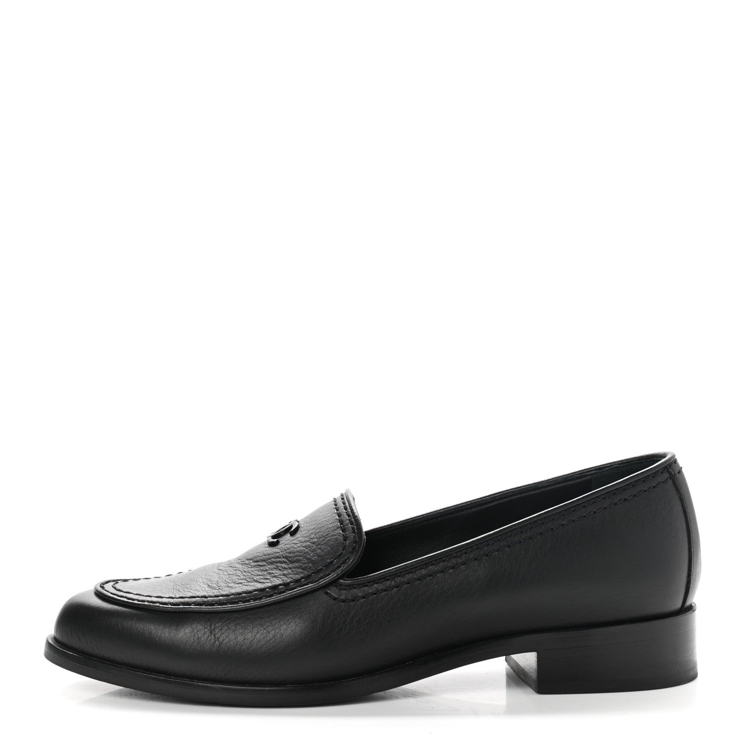 Chanel Calfskin CC Mocassin Loafers 36.5 Black 1 of 11