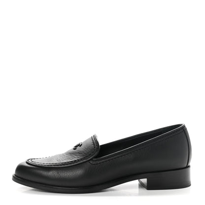Chanel Calfskin CC Mocassin Loafers 36.5 Black 1 of 11