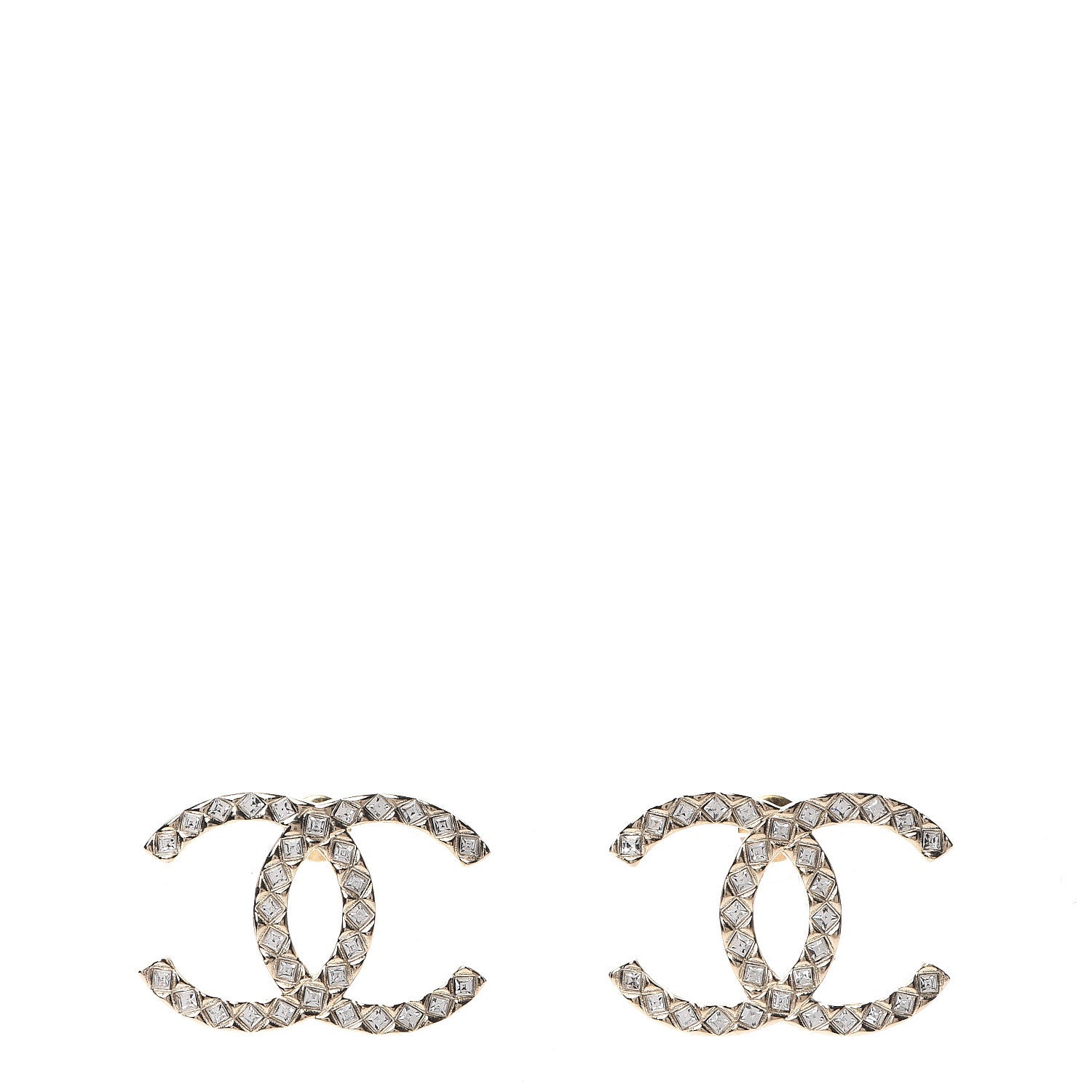 Chanel Baguette Crystal High Society CC Earrings Gold 1 of 5