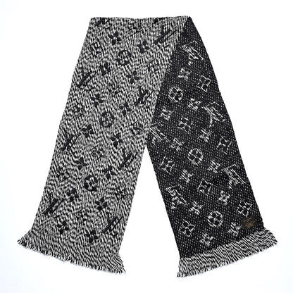 Louis Vuitton Wool Silk Logomania Mix Scarf Black 3 of 4