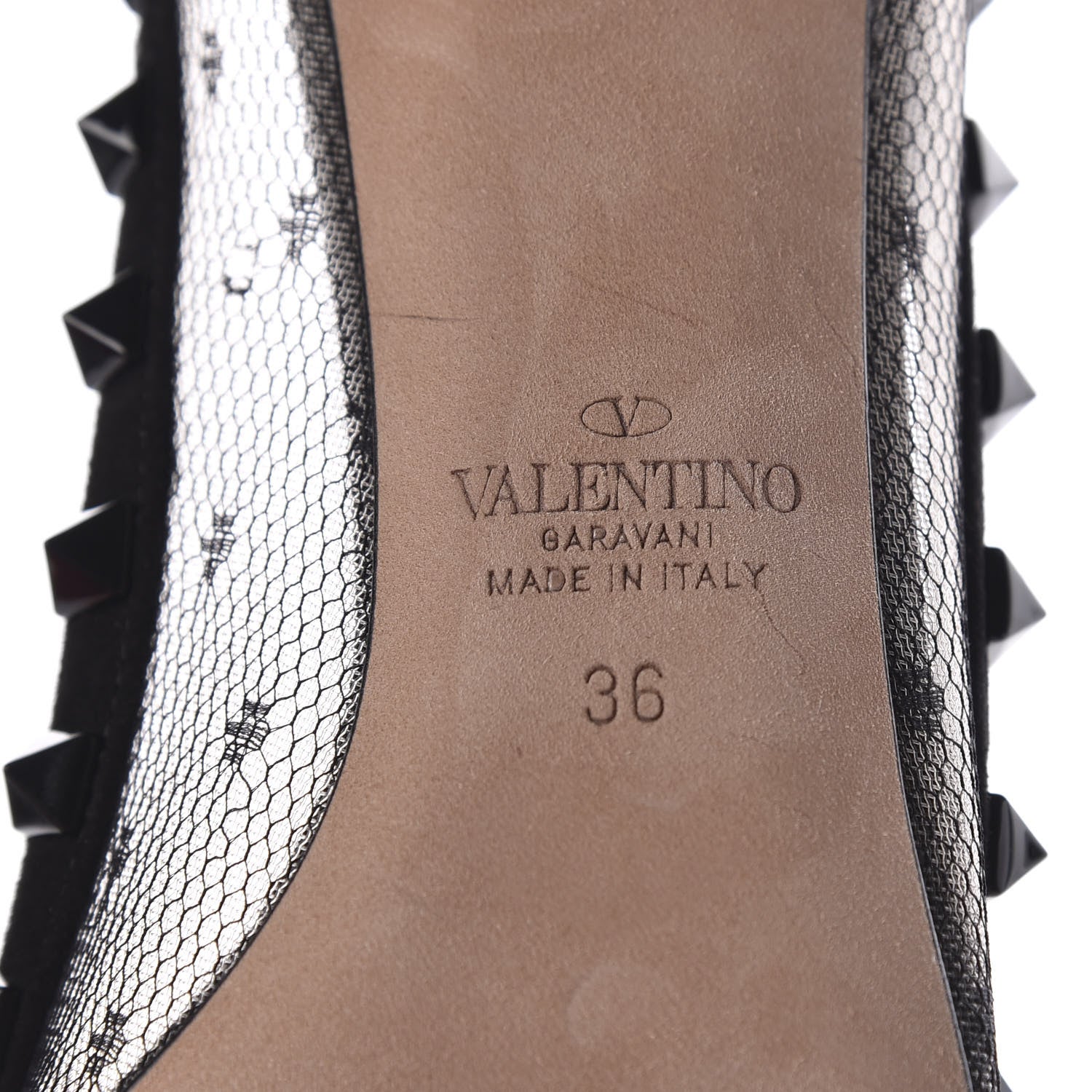 Valentino Garavani Mesh Point d'Esprit Calfskin Rockstud 85mm Pumps 36 Black 6 of 7