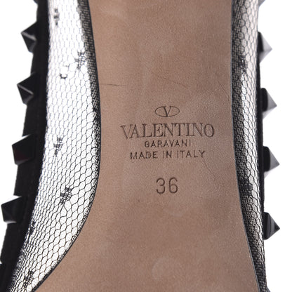 Valentino Garavani Mesh Point d'Esprit Calfskin Rockstud 85mm Pumps 36 Black 6 of 7