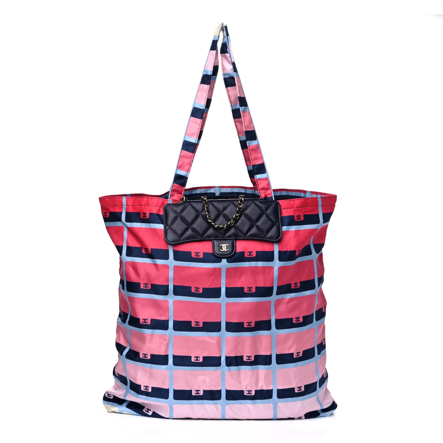 Chanel Caviar Fabric Quilted Foldable Tote With Chain Black Multicolor 3 of 14