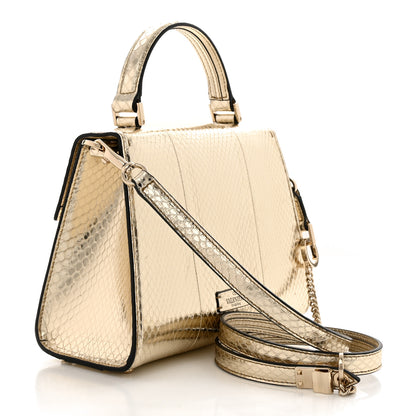 Valentino Garavani Metallic Calfskin Snake Embossed Mini VSling Top Handle Bag Gold 3 of 9