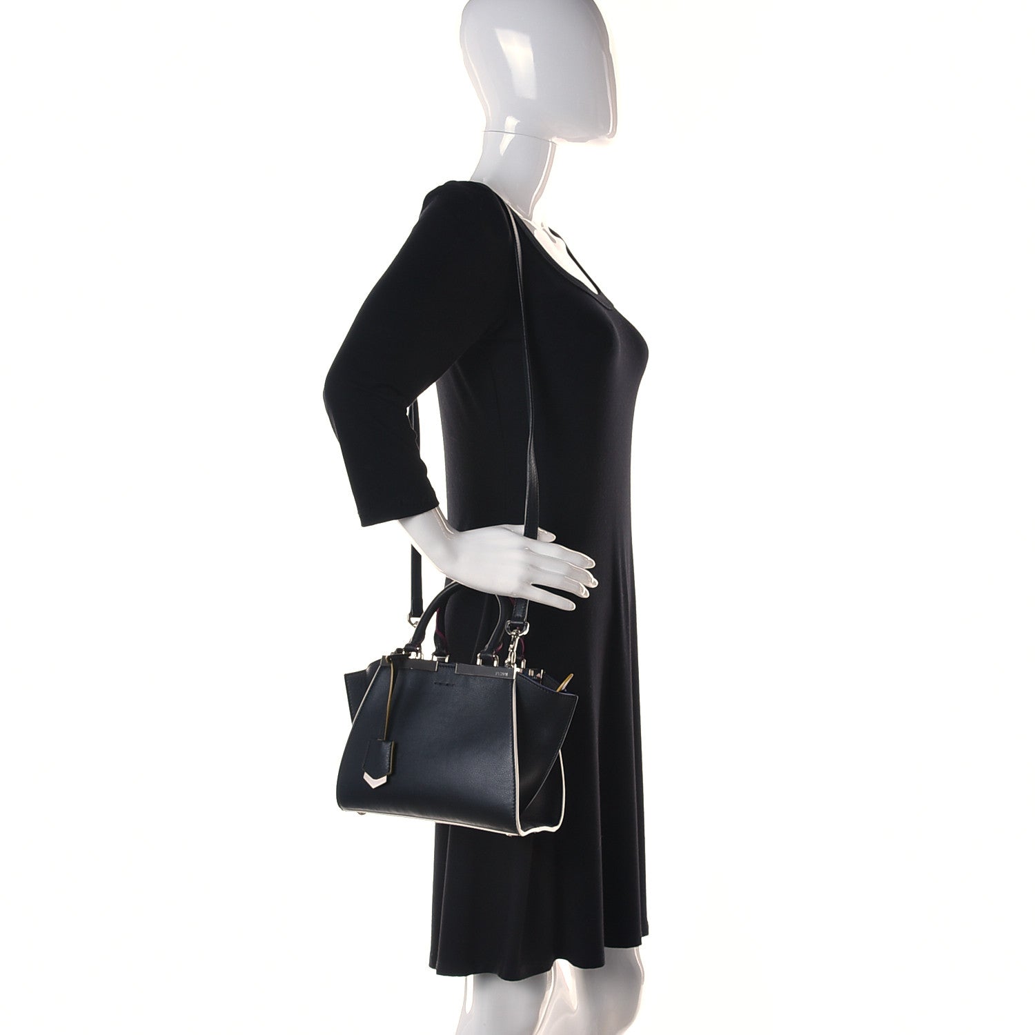 Fendi Vitello Dolce Mini 3Jours Tote Black 2 of 9