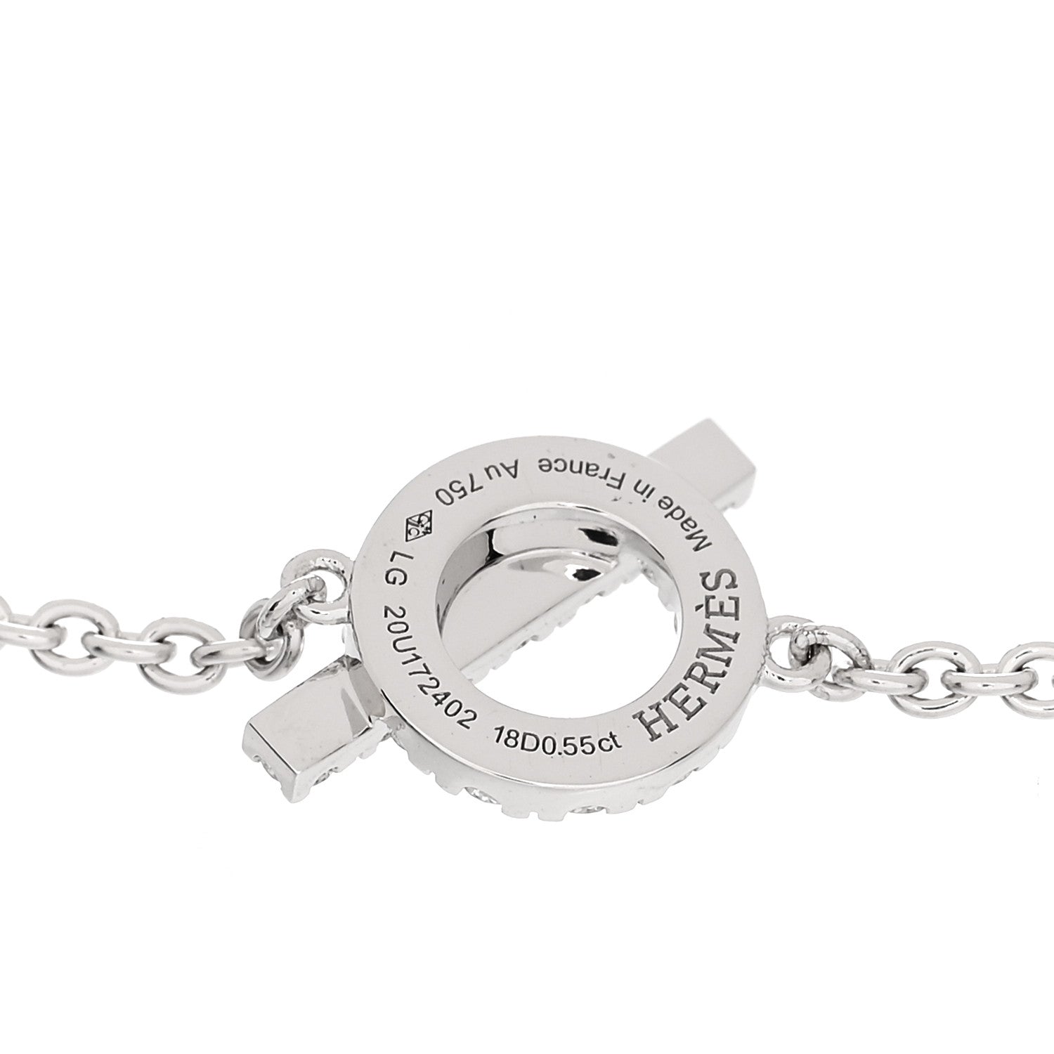 Hermes 18K White Gold Diamond Finesse Bracelet LG 3 of 4