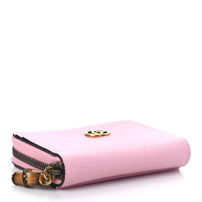 Gucci Piuma Calfskin Bamboo Double G Zip Card Case Sugar Pink 4 of 9