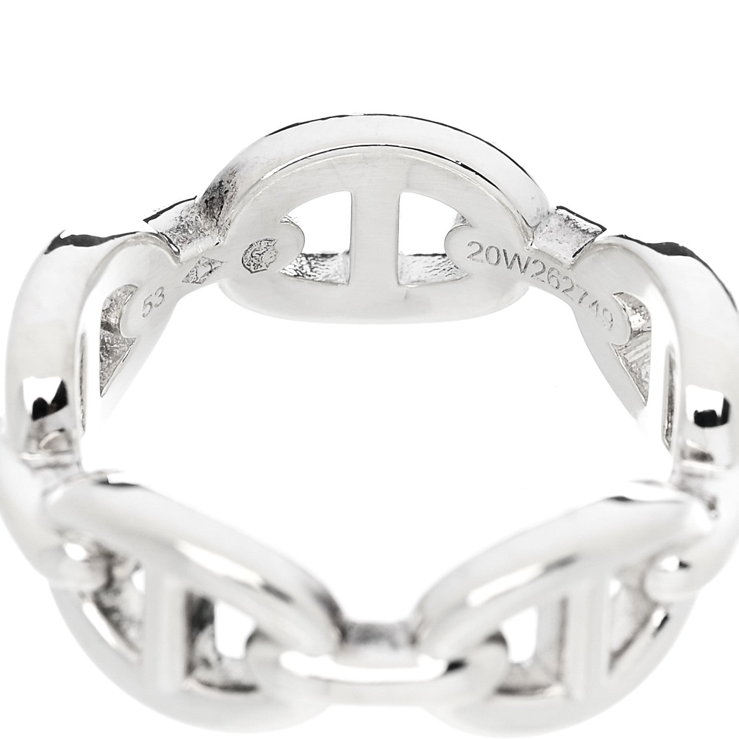 Hermes Sterling Silver PM Chaine d'Ancre Enchainee Band Ring 53 6.5 5 of 6
