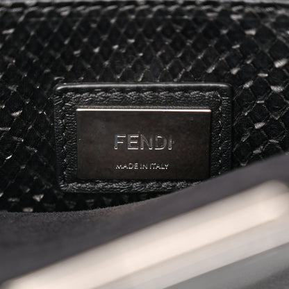Fendi Vitello Seta Snakeskin Crocodile Monster Eyes Medium Peekaboo Iconic Satchel Black Girasole 7 of 12